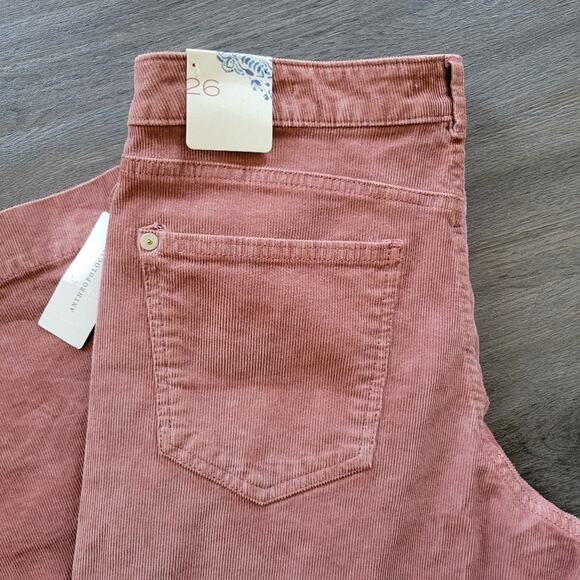 Anthropologie Pilcro Pink Rose The Gwen Wide-Leg Corduroy Pants NWT Size 26 - Picture 3 of 13